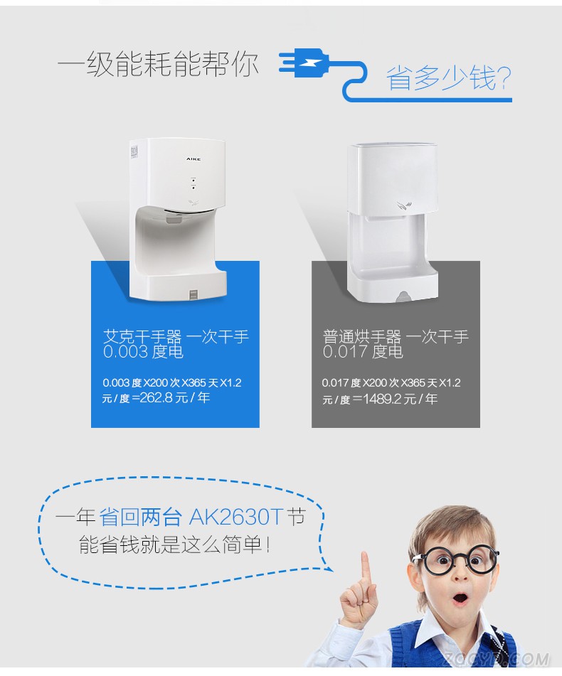 AIKE艾克高速干手器  單面干手機AK2630T圖片六